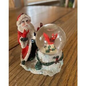 Vintage Christmas Water Snow Globe Santa with cardinals birds